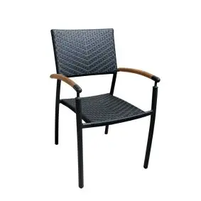 Era havestol sort polyrattan med teak - 