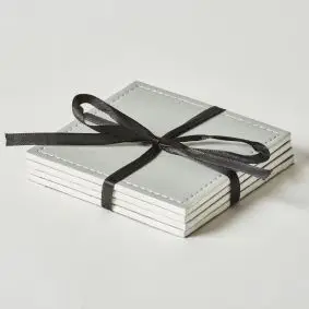 DACORE Glasbrikker i læderlook firkantet 4 stk - lys grå - 