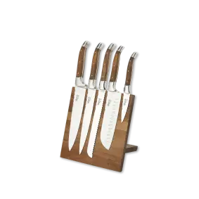 LAGUIOLE BY HAWS Knivsæt med knivblok - 5 knive Forudbestilling - forventes på lager igen midt i april 2026 - 