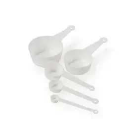 Plastik måleskesæt 5 dele - hvid - 