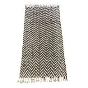 LA FINESSE Kludetæppe 75 x 145 cm - sort/hvid print - 