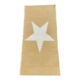 LA FINESSE Gennemvævet kludetæppe 65 x 135 cm - natur/hvid stor stjerne - 