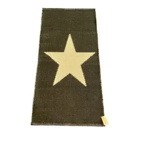 LA FINESSE Gennemvævet kludetæppe 65 x 135 cm - sort/hvid stor stjerne - 