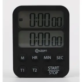 CONZEPT Minutur digitalt med dobbelt timer - sort - 
