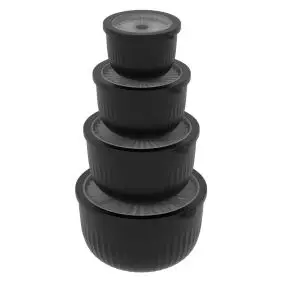 DAILY Opbevaringsbokse rund med låg 8 dele høj - sort - 