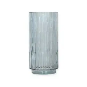 FLORA Glas vase med riller 25 cm - blå - 