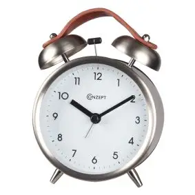 CONZEPT Vækkeur med klokke - stål/PU læder - 