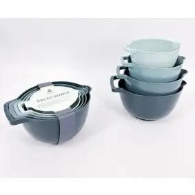 CONZEPT Røreskålesæt i plast 4 stk med hank - petroleum - 