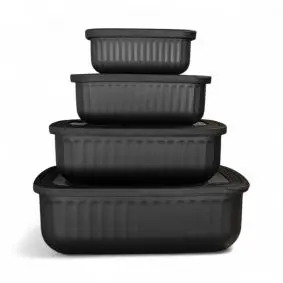 CONZEPT Opbevaringsbokse rektangulær 8 dele - lav sort - 