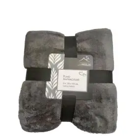 Plaid i luksus fleece - antracitgrå - 