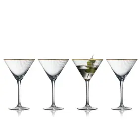 LYNGBY GLAS Palermo martiniglas med guldkant  4 stk. - 25 cl - 
