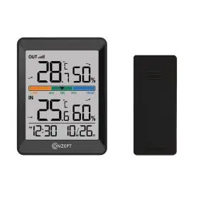 CONZEPT Trådløst termometer med ur - sort - 